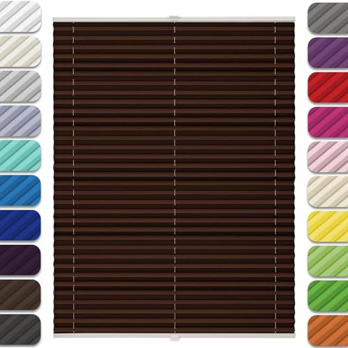 Plissee Klemmfix Plisseerollo ohne Bohren 30 x 190 cm Blickdicht Sichtschutz Sonnenschutz Plissee ohne Bohren Hohe-Qualität, mit Montagezubehör, für Schlafzimmer Badezimmer, Braun