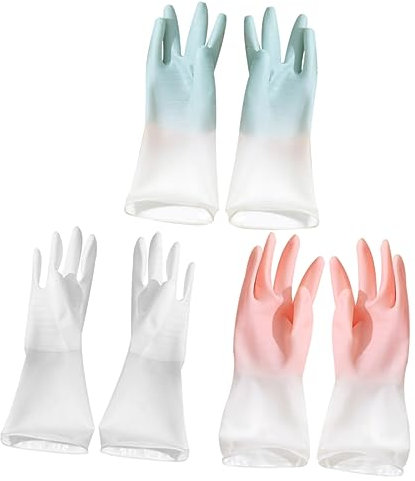 Amosfun Dishwashing Gloves Rubber Household for Washing Clothes and Dishes Kitchen Use Hand Protection Random Color