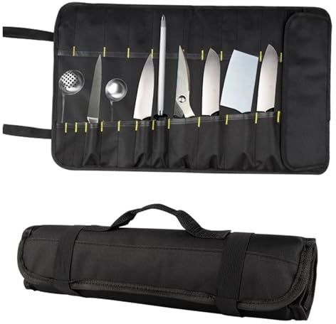 Jenngaoo Oxford Cloth Chef Tool Roll Bag, Portable Kitchen Storage Organizer with Handle for Travel, Camping, BBQ & Home Use - Cutlery Pouch for Utensils, Forks, Screwdrivers & Chef Accessories