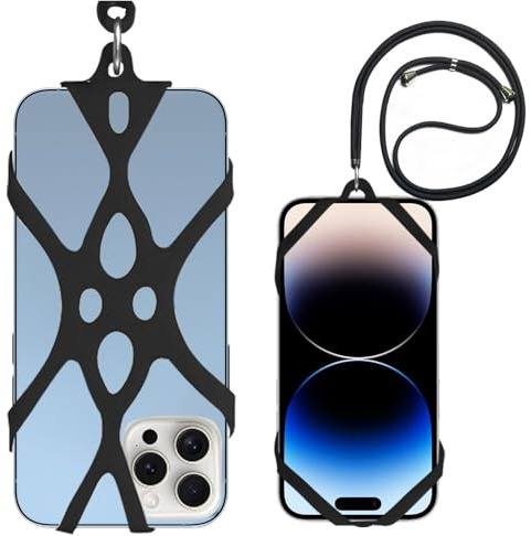 KixMalkinly Crossbody Phone Lanyard with 1.6M Nylon Neck Strap, 2 Pack AdjustableAnti-Theft Smartphones Strap, Adjustable Nylon Neck Strap Necklace Phone Compatiblewith Most Smartphones-Black