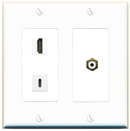 RiteAV Acoplador de 2 puertos HDMI RCA-blanco USBC hembra-hembra de pared [blanco]
