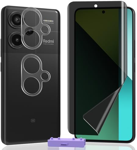 AnnhanT Anti-Espía Protector Pantalla Privacidad para Xiaomi Redmi Note 13 Pro Plus/Pro+ 5G, [1+2 Piezas] Anti-Spy Película TPU + Protector Lente Cámara