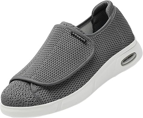 Scarpe Comode per Edema da Artrite,Scarpa Donna con Hook & Loop Scarpe Ginnastica a Strappo per diabetici Chiusura in Memory Foam Sandali.Grey,36
