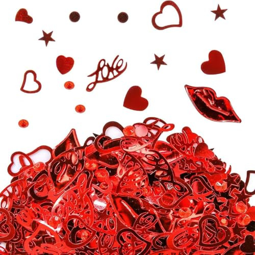 YIPFEN Confetti d'amore, 600 pezzi, Decorazioni sparse per compleanni e feste - decorazioni per anniversari, Decorazioni da tavolo per anniversari, compleanni, feste, matrimonio(Rosso)