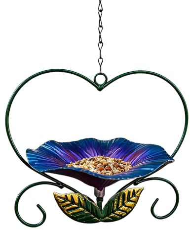 s de Exterior para Pájaros | Bandeja Alimentadora Floral de Hierro Resistente a la Intemperie - Pájaros Decorativo - Patio, Observación Aves, Pinzones, Loros, Interior/Exterior, Comida/Agua