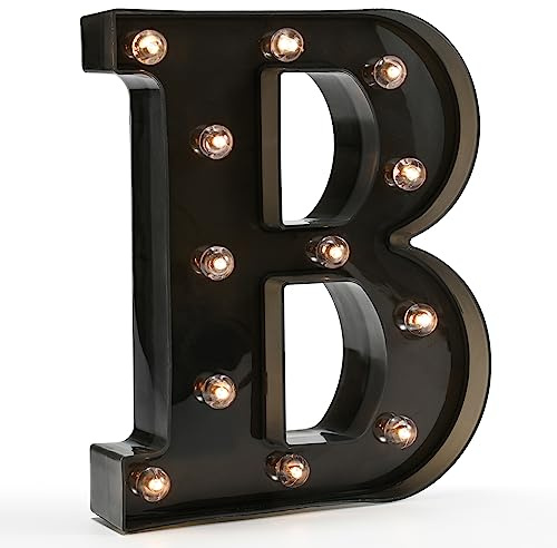Light Up Black Alphabet Marquee Letters LED Lights Sign for Night Light Home Bar Christmas Lamp Birthday Party Wedding Decoration B