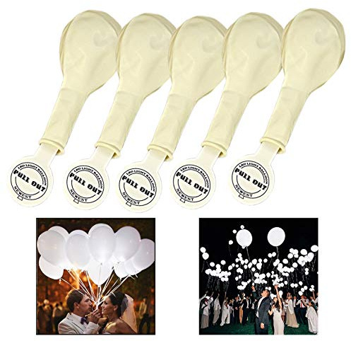 Xrten 25 Pcs Globos Luminosos LED, Globos Con Luz LED, Luces para Globos LED, Globos Led luz para Decoración Fiesta Cumpleaños, Boda, Halloween, Navidad ect (Blanco)
