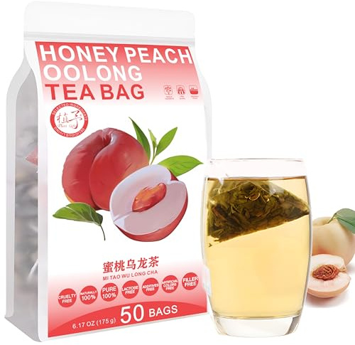 Plant Gift Honey Peach Oolong Tea Bags 6.17oz (3.5g*50bags), Oolong Tea, Dried Peach, Dried Apple, Chinese Pure Nature, Health Care Mixed Tea, Combination of Floral Tea 175g 蜜桃乌龙茶