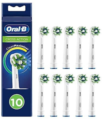 Oral-B CrossAction Aufsteckbürsten mit CleanMaximiser-Borsten für ganzheitliche Mundreinigung, 10 Stück
