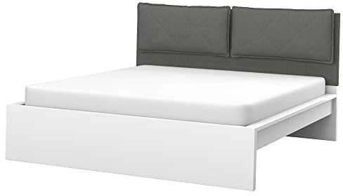 Soferia Kopfteil Bezug Kompatibel Mit MALM Bettkopfteil 140 cm Husse Boxspringbett Rückenlehne Bezug Bettkopfteil Schoner Kratzfest Hydrophobie Allergenfrei Elegance Metal Grau