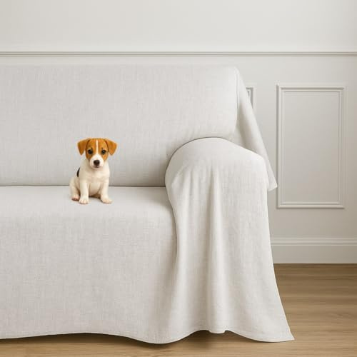 Farè - Telo Salva Divano - Copridivano IMPERMEABILE in tessuto arredo Antimacchia ideale per cani, gatti e bambini - Made in Italy | 200 x 270 cm | ARMOR bianco