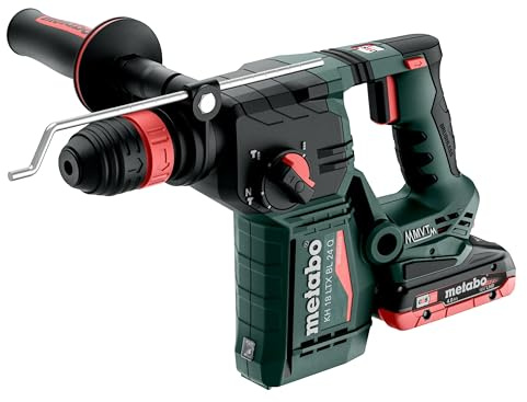 metabo Akku-Kombihammer KH 18 LTX BL 24 Q, 18V Brushless SDS-plus | Inkl. 2x 4.0 Ah LiHD Akkus, Lader, metaBOX, 2.2J Schlagenergie, zum Hammerbohren, Bohren & Meißeln, Quick-Futter