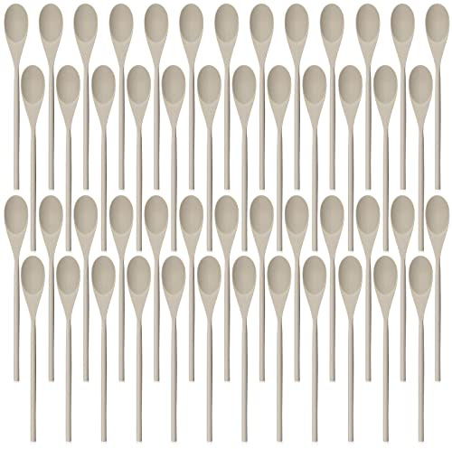 Eaasty 50 Pcs 12 Inch Wooden Spoons for Cooking Wooden Mixing Spoon Long Handle Oval Cooking Baking Serving Utensils for Serving Stirring Tasting Kitchen DIY Crafts