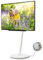 WALL Seven Stand A2 Low Type | Soporte de TV minimalista con ruedas para 24-55 pulgadas | Blanco satinado | Portátil, ahorro de espacio, altura ajustable | para sala de estar y dormitorio | Diseño e