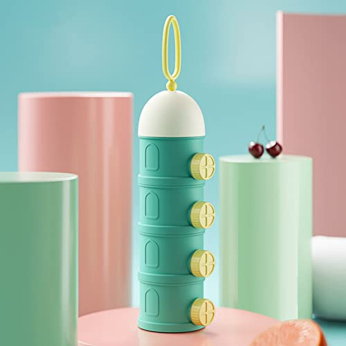 Milchpulver Spender,Milchpulver Portionierer,4 Schicht Baby Milchpulver Box Stapelbare Milchpulverbehälter,Tragbare Milchkasten,Säuglingsnahrung Kasten,Milchkasten,für Reise im Freien(BPA-frei) (Grün)