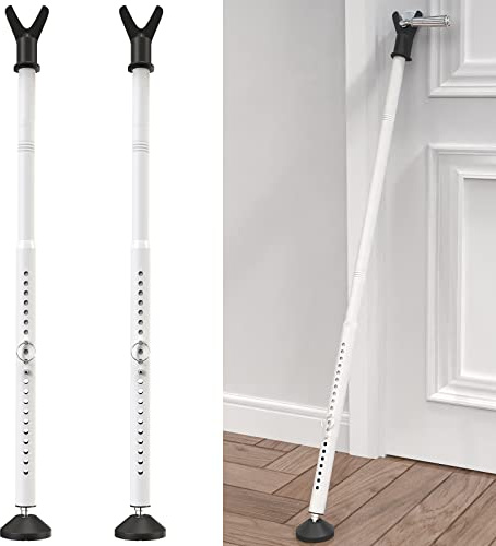 Lot de 2 barres de sécurité amovibles pour porte de terrasse, porte coulissante, fenêtre, appartement, maison, chambre d'hôtel, barre de sécurité amovible, blanc givré