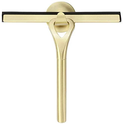 Rasqueta de ducha 8.8 '' oro sin marca ni arañazos limpiaparabrisas con gancho de succión espejo de baño limpieza piso, escritorio, ventana, vidrio