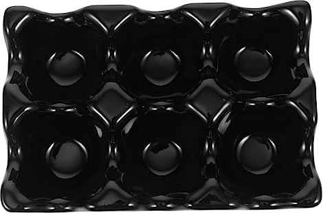 Zerodeko Bandeja para Huevos de Cerámica Negra Adecuado para Servir y Almacenar Huevos Cocidos 6 Ranuras Organizador Elegante Hogar Tacto Suave y Delicado
