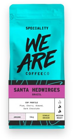 We Are Coffee Co - Brazil - Fazenda Santa Hedwirges - Ground Coffee For Cafetiere 1kg | Medium Roast | 100% Arabica | Freshly Roasted in the UK