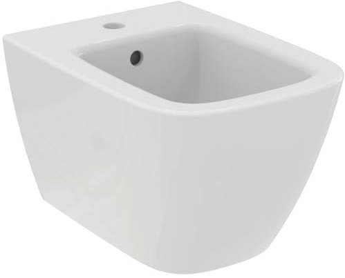 Ideal Standard - i.life S, Bidet sospeso con foto rubinetteria e troppopieno, E-packaging dedicato al trasporto di ceramica, Bianco