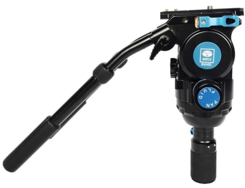 Cabezal fluido de video con base plana y mango ajustable, placa de liberación rápida, mango de liberación rápida de medio tazón de 75 mm para placa de montaje de cabezal de video, carga de