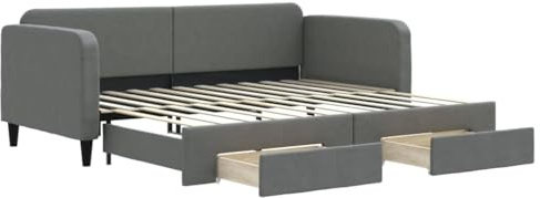 vidaXL Tagesbett Ausziehbar mit Schubladen Dunkelgrau 90x200 cm Stoff