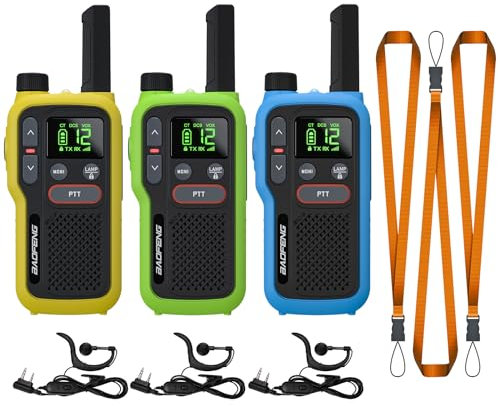 BAOFENG GT-18 Walkie Talkie PMR446 Lizenzfrei Funkgerät für Erwachsene Kinder, Wiederaufladbares Walky Talky 1500mAh Batterie, Dual-PTT, 16 Kanäle, Scan, Taschenlampe für Camping Wandern, 3er Pack