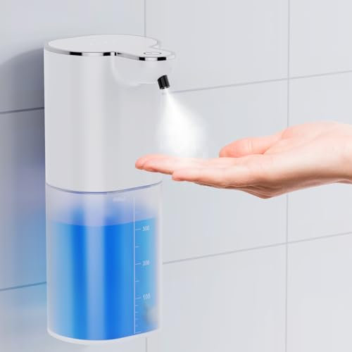 Fantictas Desinfektionsspender Automatisch, 400ml desinfektionsspender Sensor Wandbefestigung ohne Bohren mit USB Wiederaufladbar,IPX5 Wasserdicht für Bad Toilette Küche und Büro