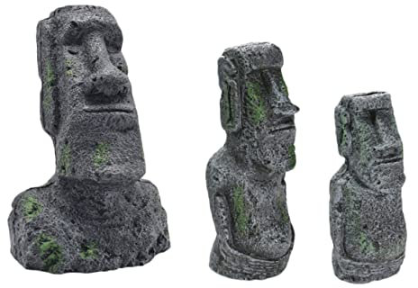 minkissy 3stücke Moai Statuen Resin Dekoration Für Aquarien Und Fischbecken Osterinsel Ornamente Für Kreative
