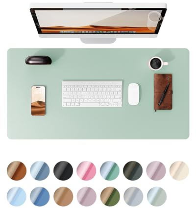 YSAGi Schreibtischunterlage 80x40cm, Premium Leder Mauspad XXL, Rutschfeste Tischunterlage Schreibunterlage, Multifunktionales Office Mousepad Schreibtisch Zubehör für Büro & Homeoffice (Mintgrün)