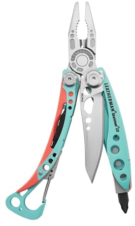 LEATHERMAN Skeletool CX 7-in-1 Multi-Tool Lightweight EDC Paradise Blue | Offene Karbonfaser-Griffe, Karabiner-Clip, Nadelzange und Kombi-Messer für EDC- und Camping-Einsatz