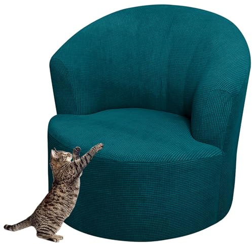 Housse de Canapé 1 Place Housse de Chaise Tonneau Pivotante Velours / Jacquard Housse de Fauteuil Club Rond Crapaud Lavable et Amovible ( Color : #8 )