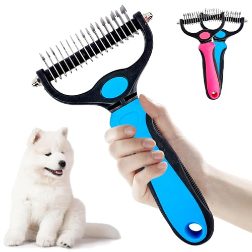 Unterfellbürste für Hunde, 17 Zähne 9 Zähne 2 in 1 Tiere Hundebürste Katzenbürste, Pet Entfilzungskamm, Entfilzungskamm für Hund und Katzen, Mittleres Haar, Lockiges Haar Unterfellbürste