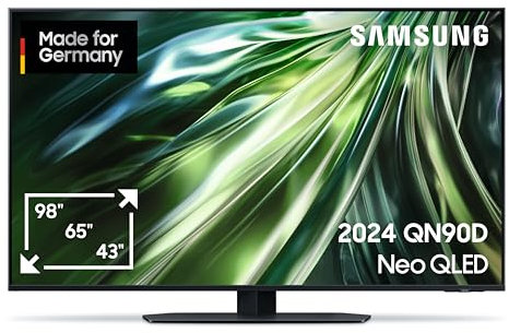 Samsung Neo QLED 4K QN90D Fernseher 50 Zoll, Neural Quantum 4K AI Gen2 Prozessor, Mini LED TV, AI Upscaling, Smart TV, Dolby Atmos, Gaming Hub, GQ50QN90DATXZG, Deutsches Modell