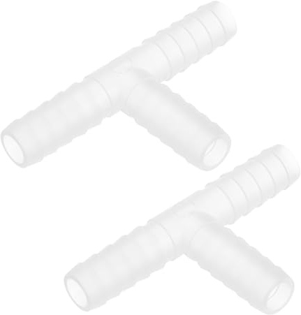QUARKZMAN Raccordo T Plastica Ardiglione 3 Via Uguale T Sagomato Montaggio Tubo OD 3/8 per ID 8-9 mm Acqua Raffreddamento Tubo Bianco 2pz