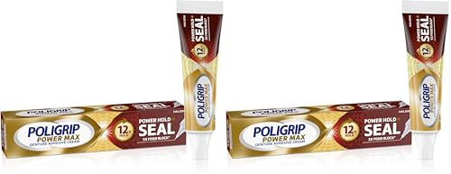 Super Poligrip Denture Adhesive Cream, Pack of 2 | Power Max | Power Hold | Food Seal | 2.2 oz | Flavor Free