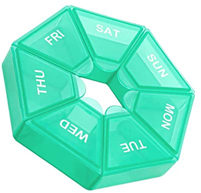 dijiusidy 2 pièces étui à pilules en plastique 7 grilles de stockage quotidien porte-pilules distributeur ménage poche voyage Camp conteneur boîte, cyan