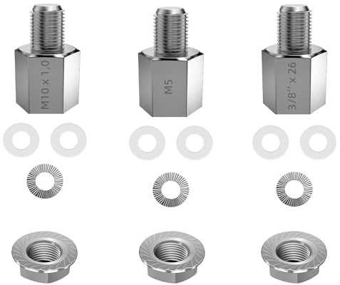 NICEDACK Fahrrad Achsadapter für M10 x 1,0 Vollachse, 3/8 x26 Vollachse, M5 Schnellspanner, Fahrrad Anhänger Kupplungs Adapter