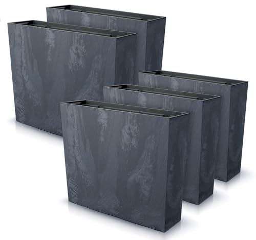 IMJ-Global - Pot de Fleur Interieur Exterieur Beton Effect (58x18x 49,8 cm - 44 litres) Bac Plastique Rectangulaire pour Plante. Pots de Fleurs pour Décorer la Maison ou être Exposé à l'Extérieur