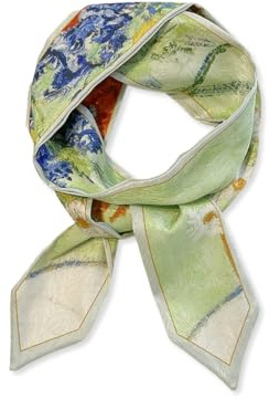LumiSyne Skinny Seidenschal Damen Mädchen Schmale Lange Halstuch Bunte Ölgemälde Gedruckt Romantisch Künstlerisch Stil Leicht Satin Schal Stirnbänder Kopfschmuck Haarschal Griff Wrap Ribbon