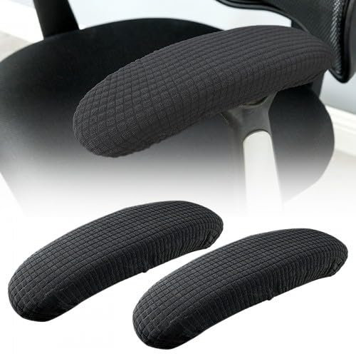 Granvoo Fundas de Reposabrazos Extraíbles, Fundas de Reposabrazos Extraíbles, Protector de Brazo de Silla Poliéster, Silla Reposabrazos Cubierta Deslizante para Hogar, Oficina Negro