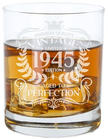 Always Looking Good Verre à whisky gravé pour 80e anniversaire pour homme vintage 1945 Aged to Perfection Cadeau pour 80 ans Whisky Bourbon Scotch Lowball