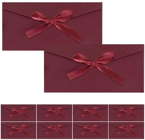 ZMDMAH 10 Stücke Retro Kraftpapier Briefumschläge Farbigen Bändern Geschenkkarten Briefumschläge Perfekt Farbige Kraftpapier Umschläge mit Bändern für Party, Weihnachten, Hochzeit, Thanksgiving