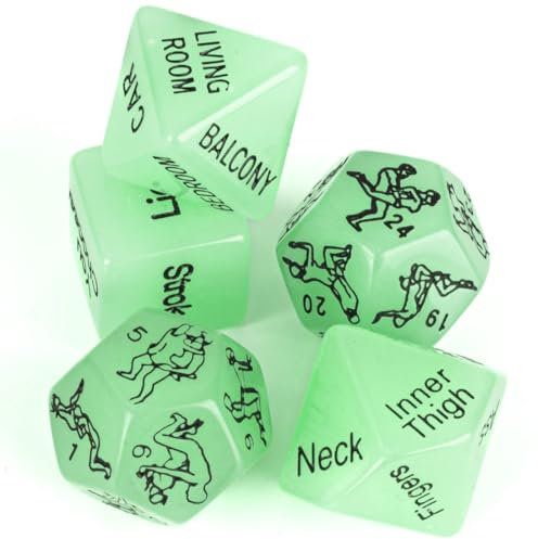 HAMKU 𝙎̶𝙚̶̣𝙭̶ ̶𝙏̶σ̶𝙮̶𝙨̶ 5 Dadi Verdi Che Si Illuminano Al Buio,dadi sessuali di coppia italiano, Regali Per Coppie, giochi erotiici coppie