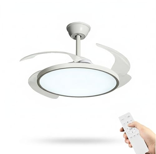 azorex Ventilador de Techo con Luz LED Panel Ultrafino 40W 107 cm, Motor DC Silencioso, 6 Velocidades, Reversible, Control Remoto, 3 Tonos de Luz 3000K-6500K, Espectro Completo