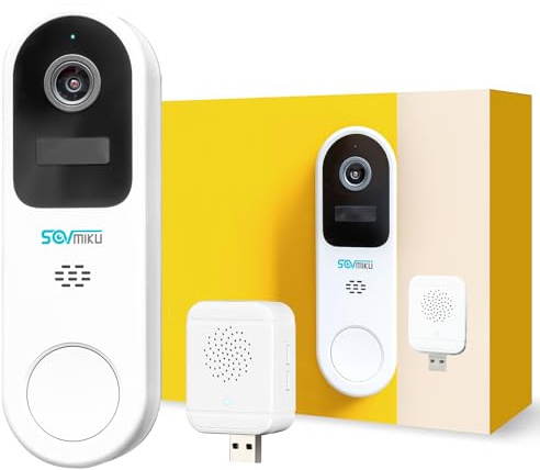 SOVMIKU Vicohome DB3 2K Smart Video Doorbell with Chime, Home Security Battery Camera Wireless, Audible Alarm, Easy to Setup, Human Detection,Two Way Audio, 2.4GHz Wi-Fi, No SD Slot