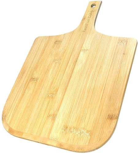 Pizza peel, 12 natural bamboo pizza paddle, Essential accessories for indoor Outdoor Ovens, baking homemade pizza, cutting board, Cheese, Serving Pizza, Bread, Cookies & More, Eco-Friendly & Durable