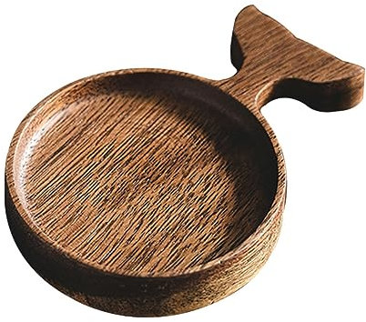 Mikinona Fish-Shaped Wooden Sauce Dish Mini Household Seasoning Dipping Bowl Acacia Wood Small Chic Saucer for Japanese and Korean Condiments