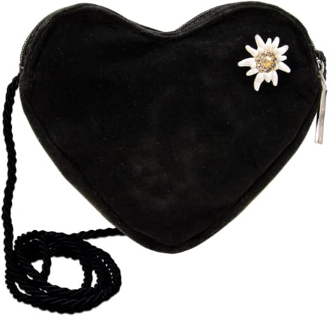 Alpenflüstern Herztasche Strass-Edelweiß Greta - Damen Trachtentasche in Herzform, Schultertasche fürs Dirndl, Herz Handtasche zur Tracht, Dirndltasche (in traditionellen Farben) DTA103