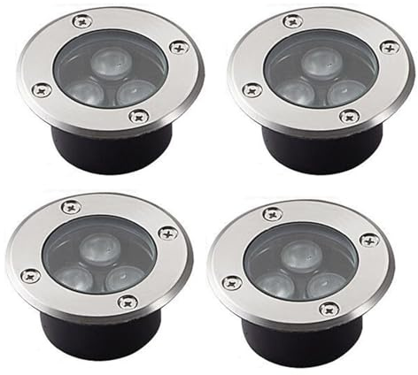 QICBYING 4PCS Underground Light LED - 3W Outdoor Spotlight, Ultra-Thin Recessed Patio Floor Light, IP67 Waterproof Landscape Lights, Built-in Floor Lamp/for Outdoor/Sidewalk/Garden(White,85-265V)